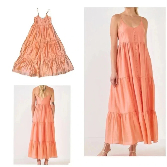 ENDLESS ROSE BUTTON DETAIL TIERED MAXI DRESS XS - Picture 8 of 8